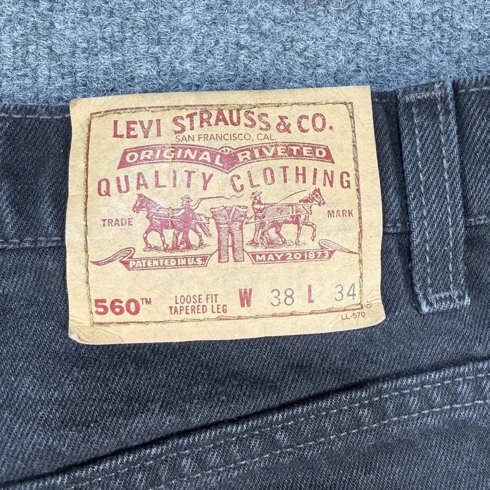 Levis 560 Jeans Men (Fit 36x34) Black Wide Loose Tapered Vintage Made in USA 90s